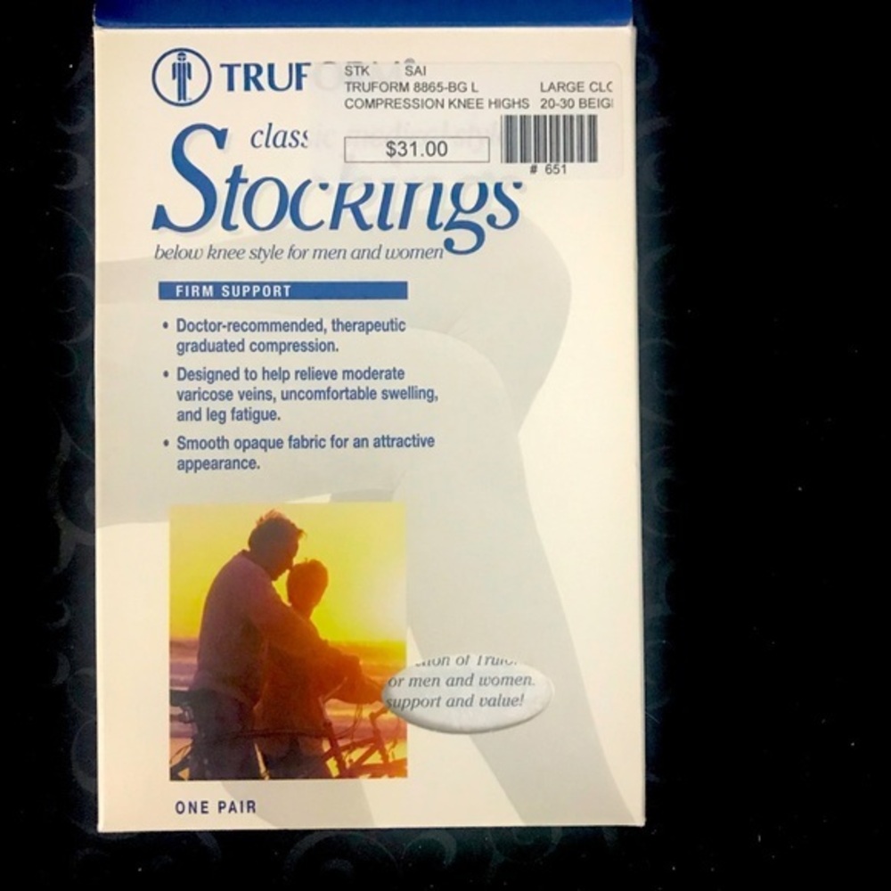 TRUFORM Compression Knee Hi Stocking Size L Firm Support